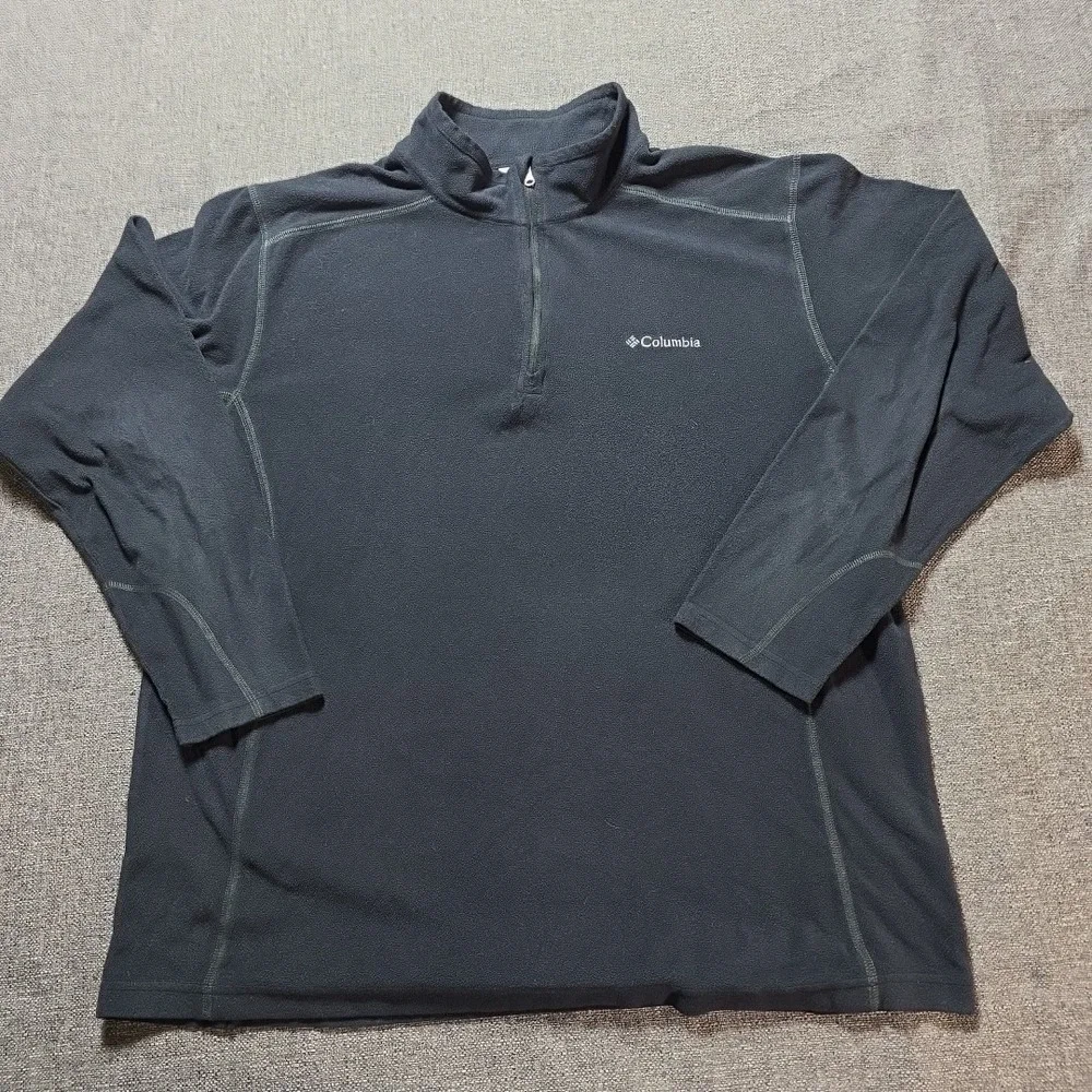 Columbia Fleece Jacket Men's XL Black LightWeight Long Sleeve 1/4 Zip Pullover